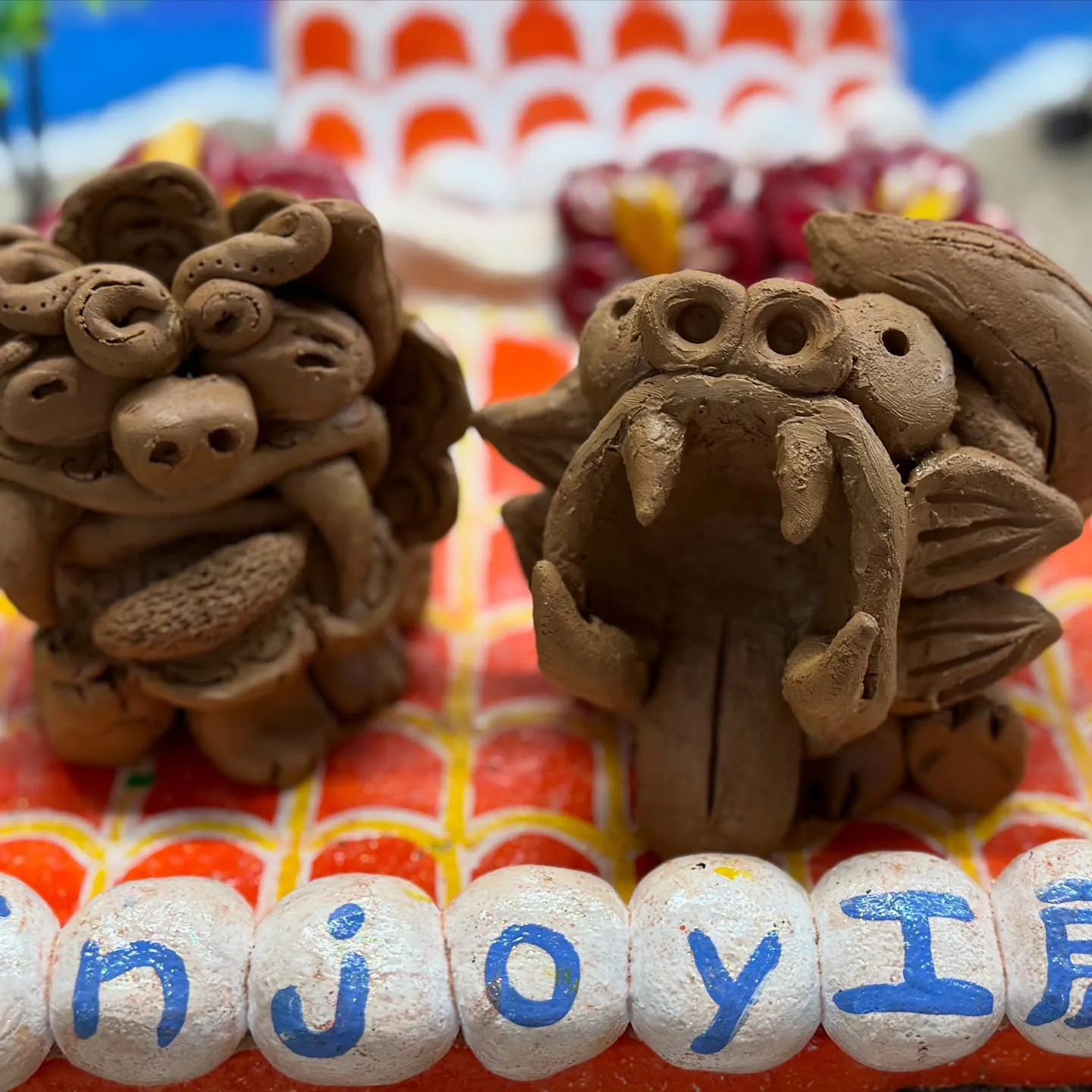 粘土玉から作ったお客様のシーサーの作品です(^^)