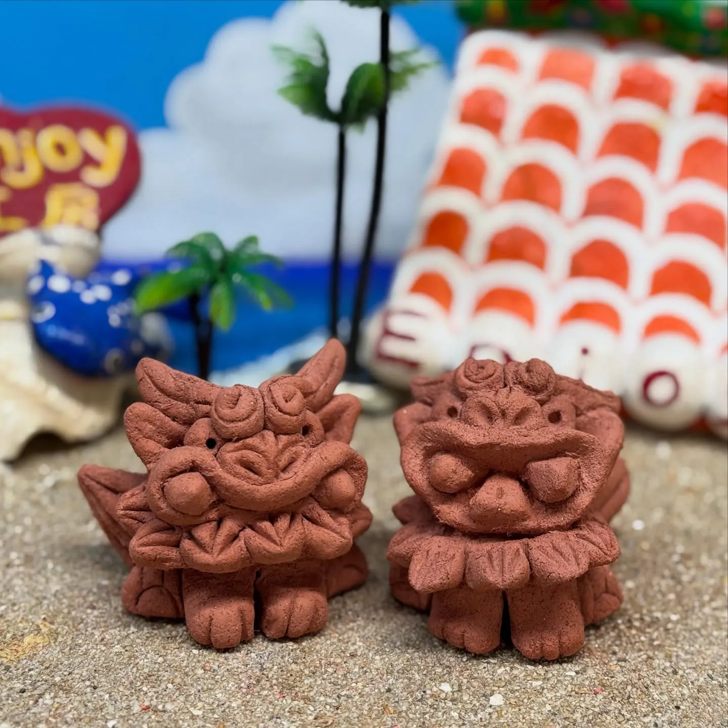 粘土玉から作ったお客様のシーサーの作品です(^^)