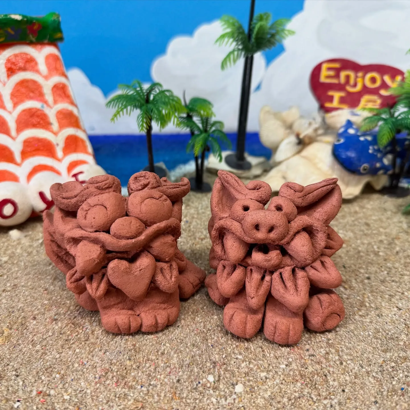 粘土玉から作ったお客様のシーサーの作品です(^^)