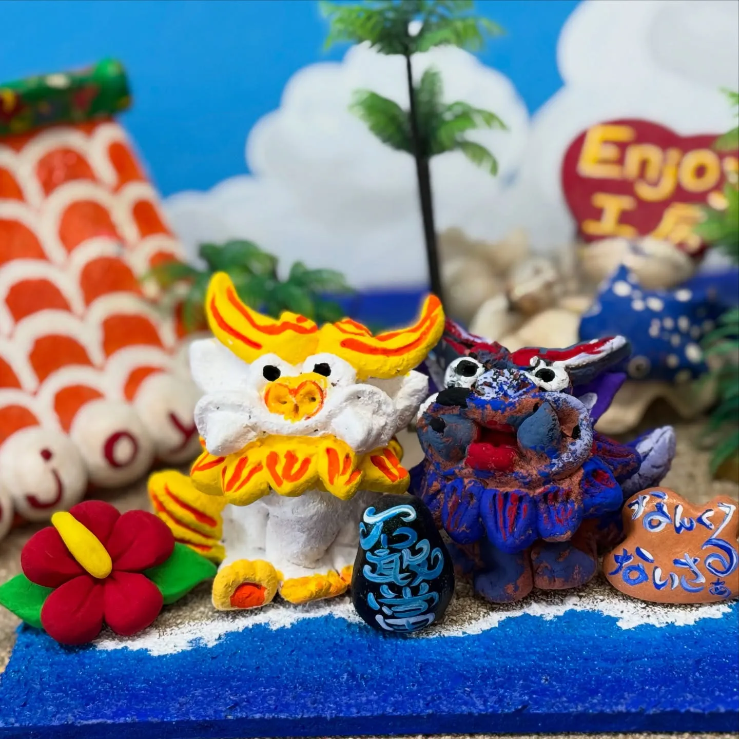 粘土玉から作ったお客様のシーサーの作品です(^^)