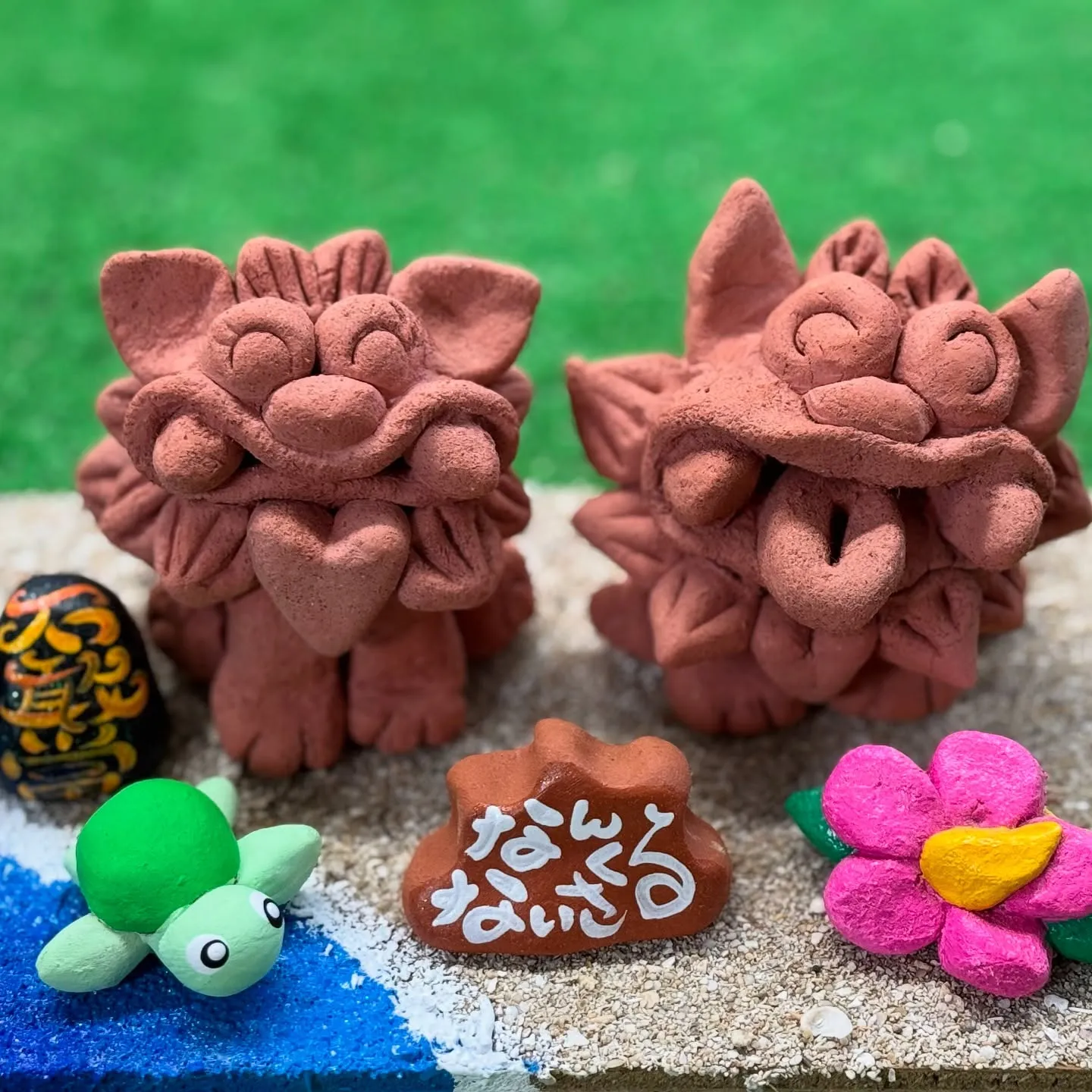 粘土玉から作ったお客様のシーサーの作品です(^^)