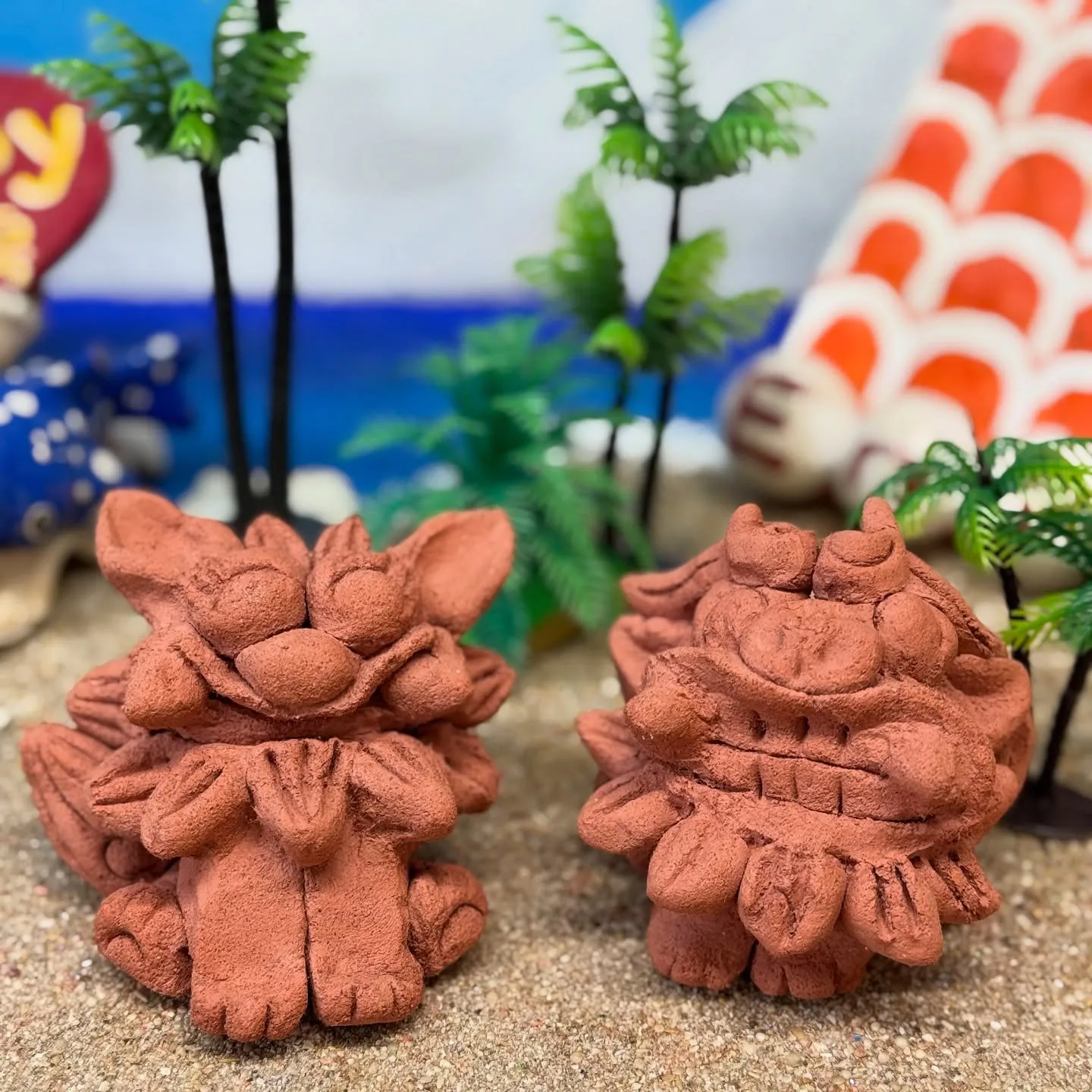 粘土玉から作ったお客様のシーサーの作品です(^^)