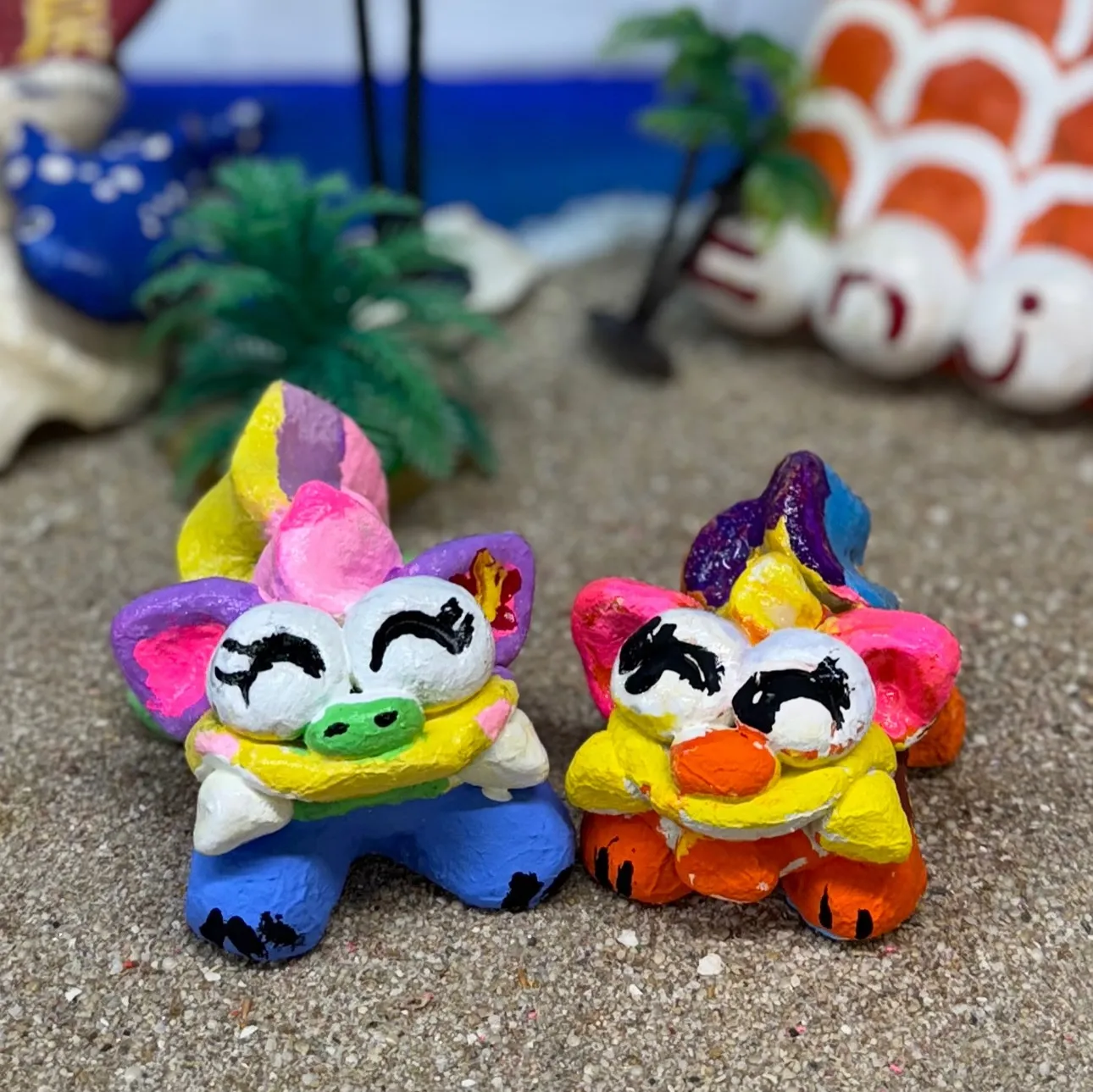 シーサー絵付け体験の漆喰シーサー作品集です(^^)