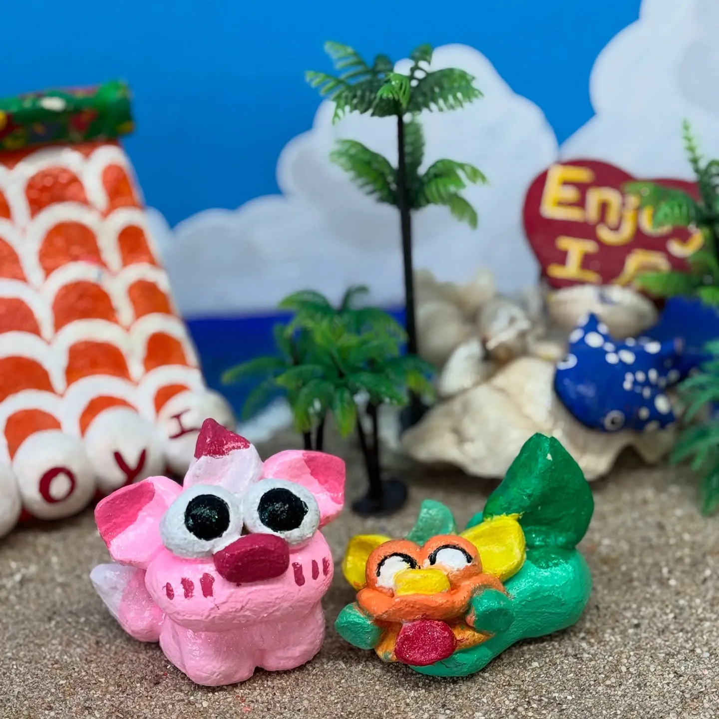 シーサー絵付け体験の漆喰シーサー作品集です(^^)