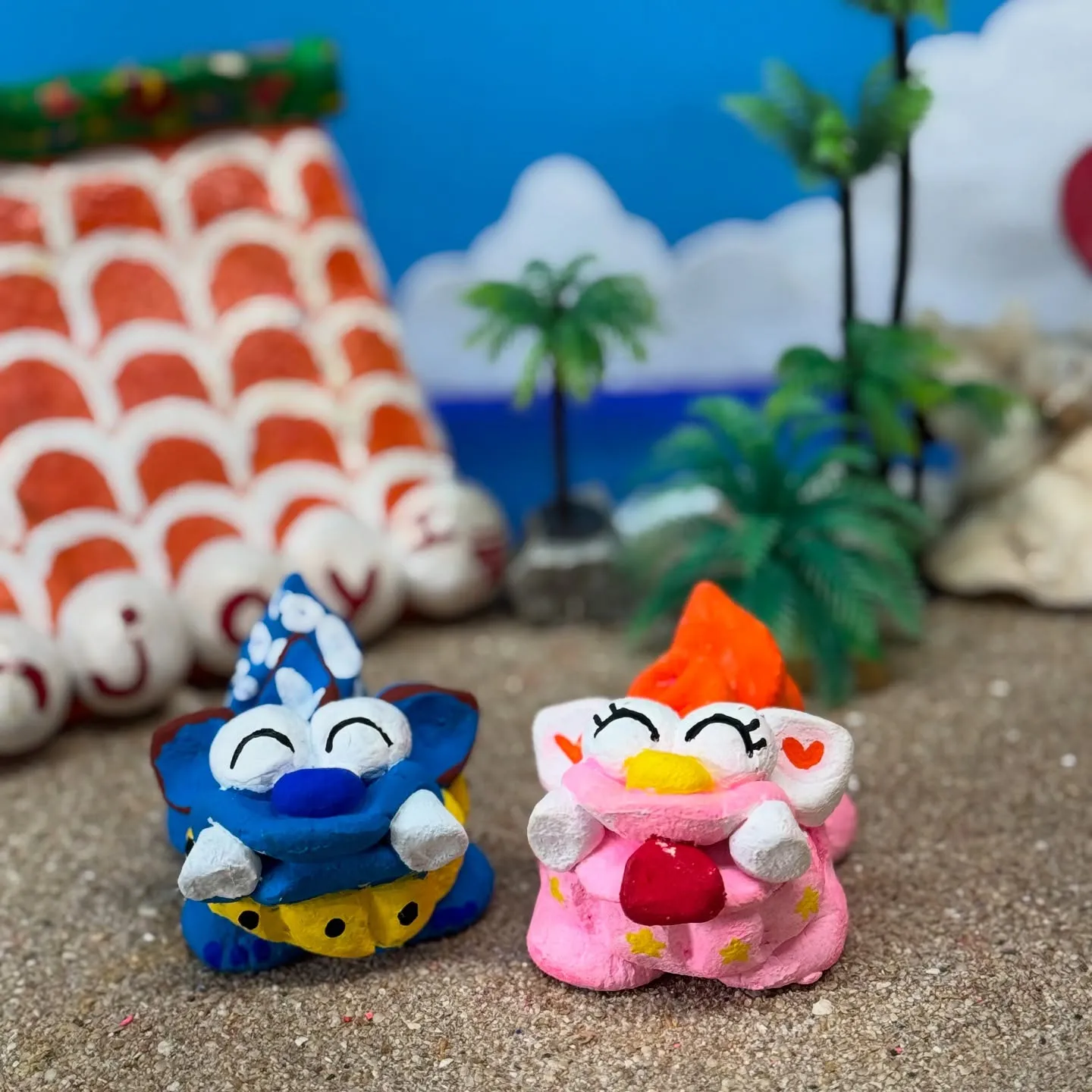 シーサー絵付け体験の漆喰シーサー作品集です(^^)