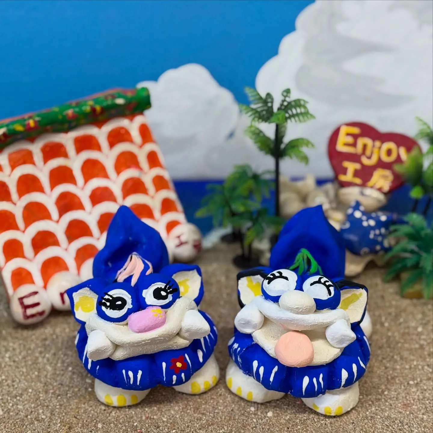 シーサー絵付け体験の漆喰シーサー作品集です(^^)