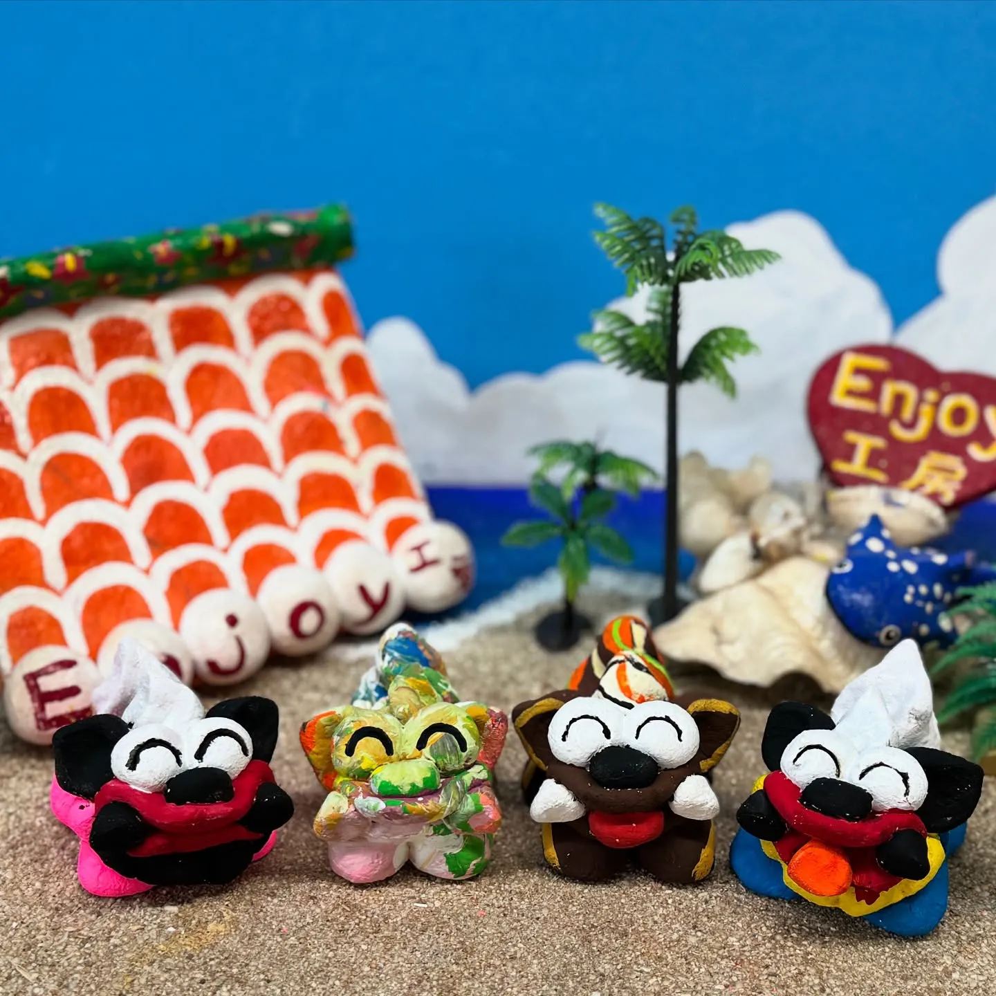 シーサー絵付け体験の漆喰シーサー作品集です(^^)