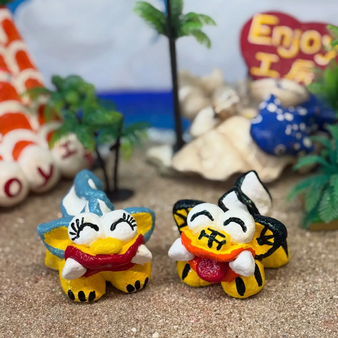 シーサー絵付け体験の漆喰シーサー作品集です(^^)