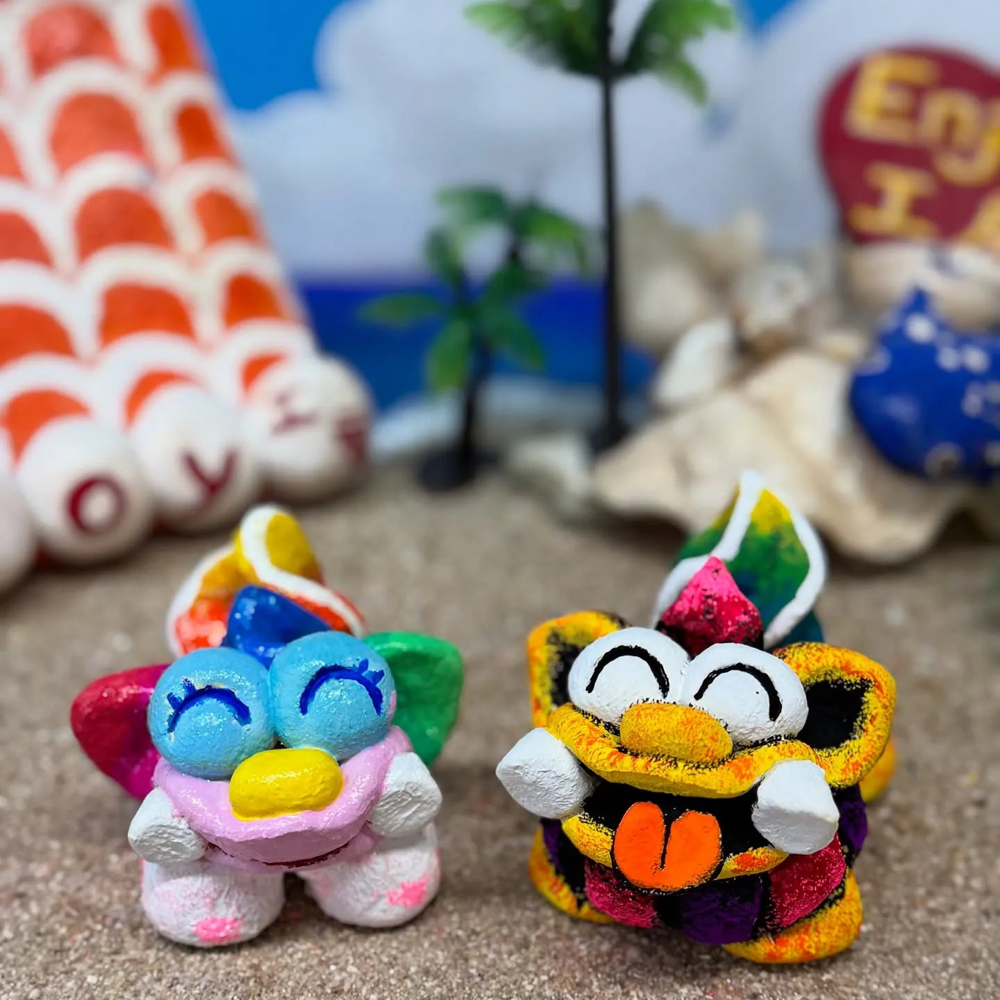 シーサー絵付け体験の漆喰シーサー作品集です(^^)