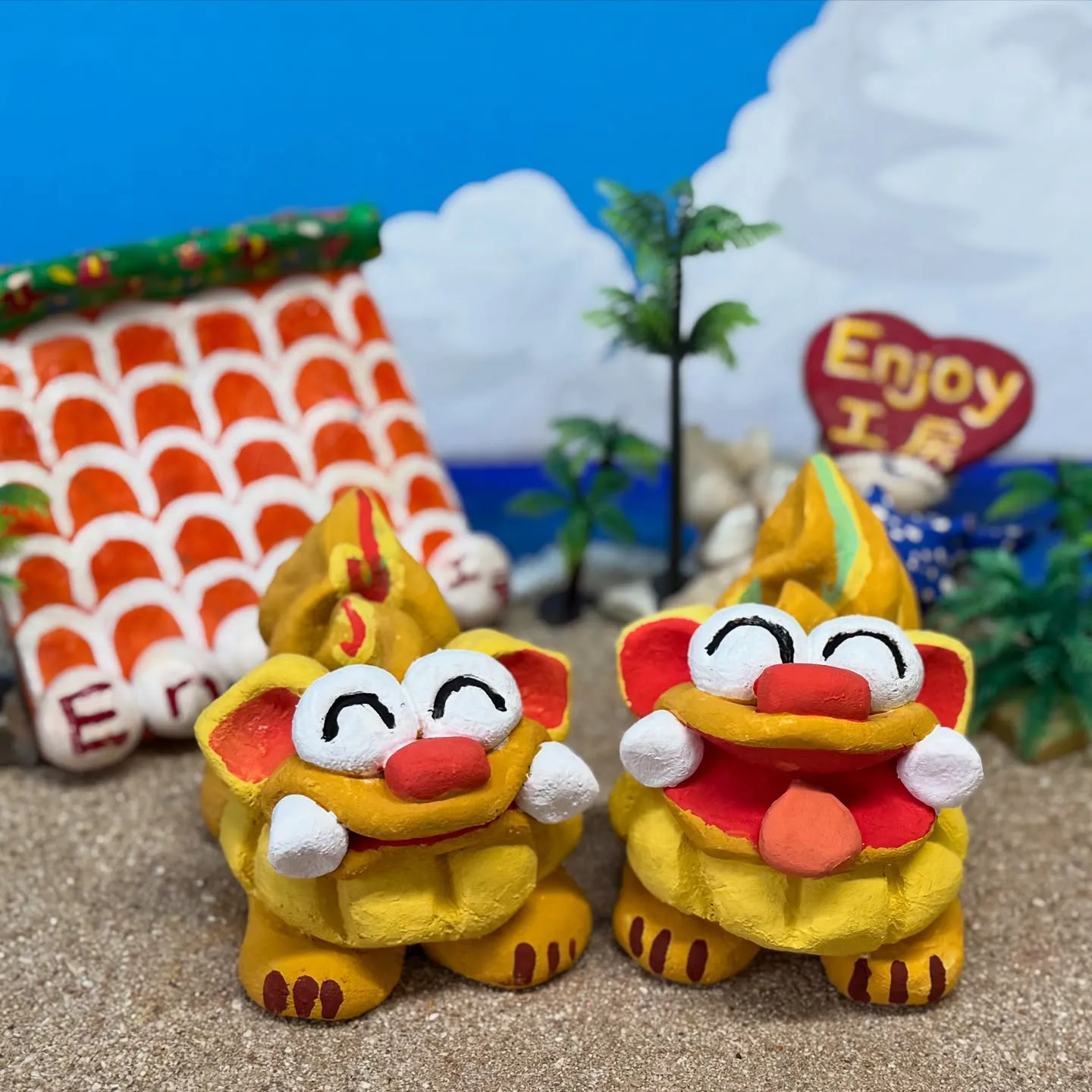 シーサー絵付け体験の漆喰シーサー作品集です(^^)