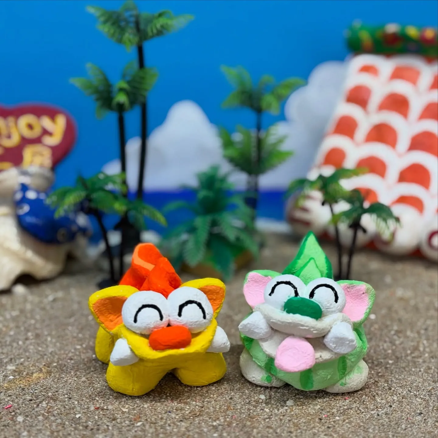 シーサー絵付け体験の漆喰シーサー作品集です(^^)