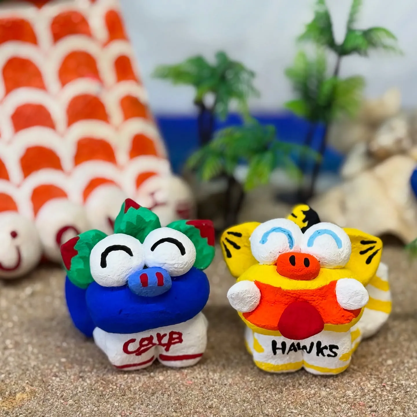 シーサー絵付け体験の漆喰シーサー作品集です(^^)