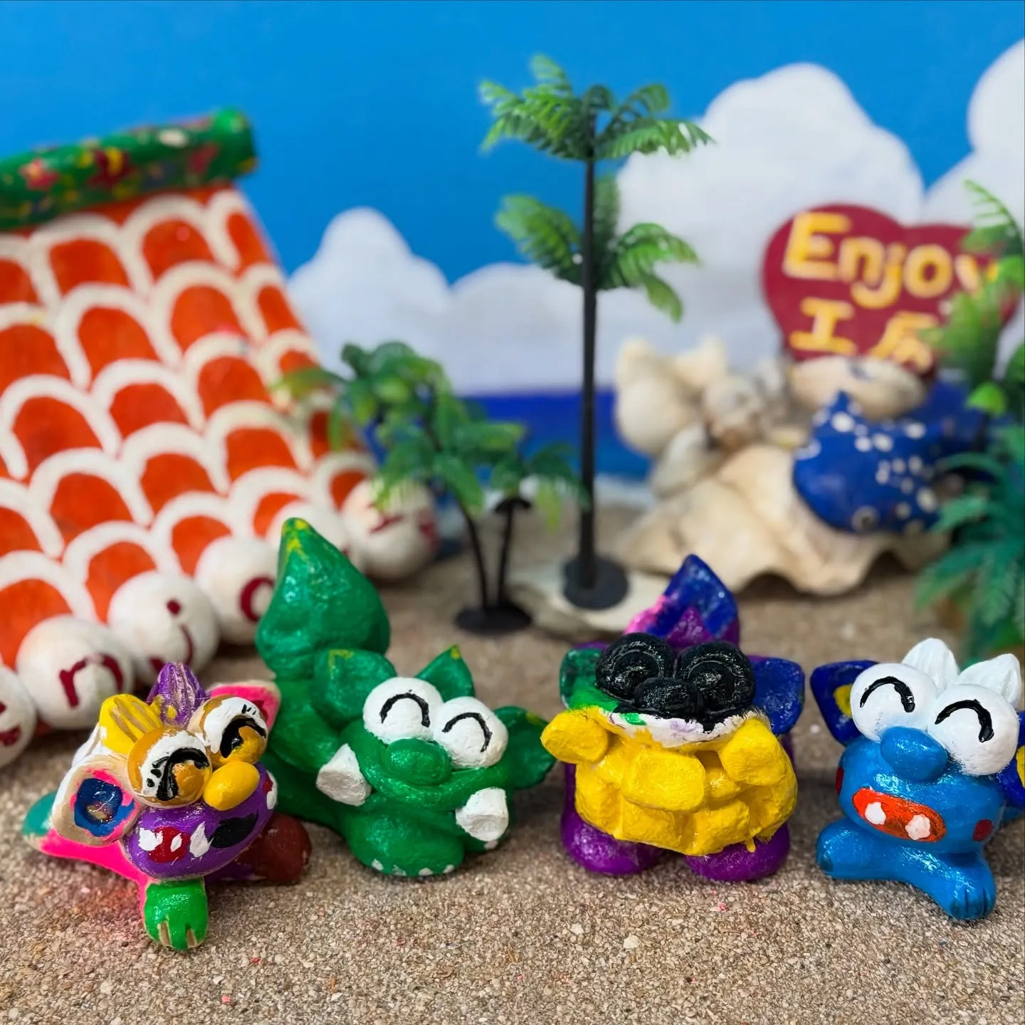 シーサー絵付け体験の漆喰シーサー作品集です(^^)